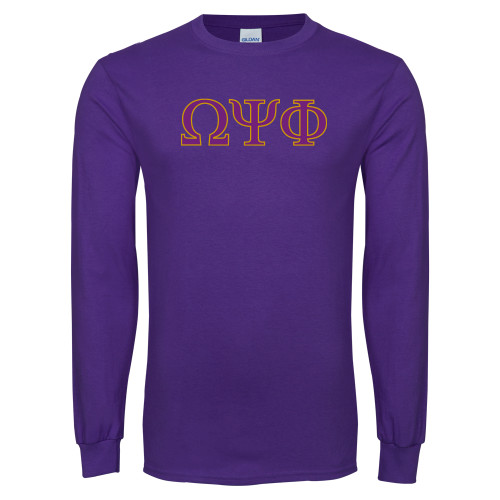 Purple Long Sleeve T Shirt-Greek Letters - 2 Color
