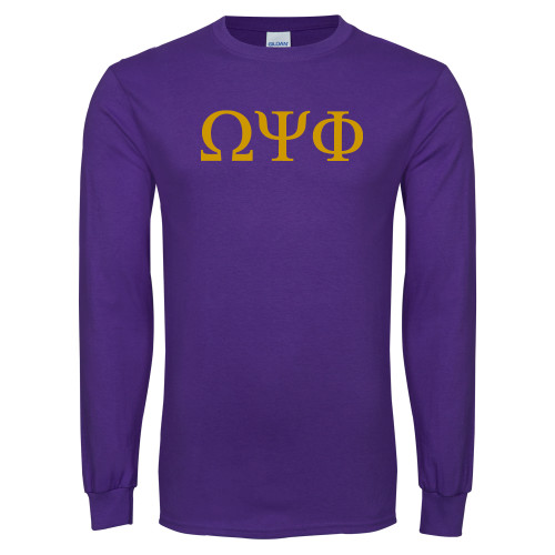Purple Long Sleeve T Shirt-Greek Letters