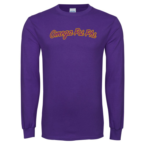 Purple Long Sleeve T Shirt-Script