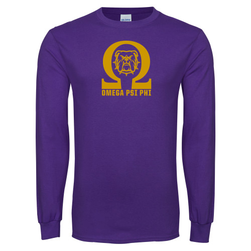 Purple Long Sleeve T Shirt-Omega - Bulldog