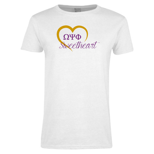 Womens White Short Sleeve Tee-Sweetheart