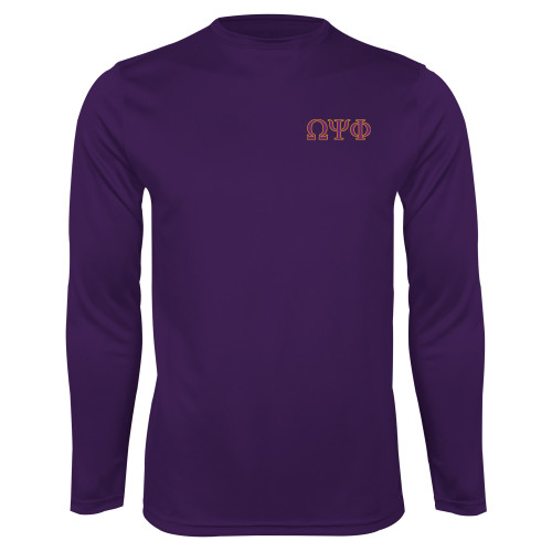 Purple Performance Long Sleeve Shirt-Greek Letters - 2 Color