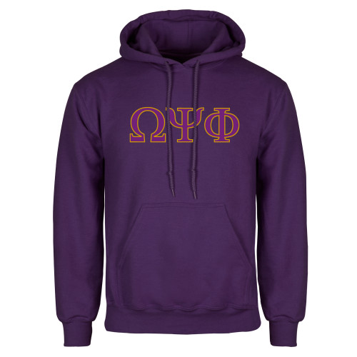Purple Fleece Hoodie-Greek Letters - 2 Color