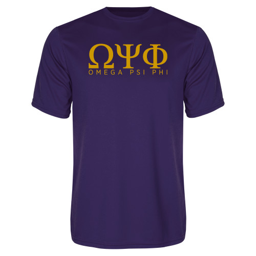 Purple Performance Tee-Greek Letters Omega PSI Phi Stacked