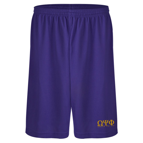 Purple Performance Classic 9 Inch Short-Greek Letters Omega PSI Phi Stacked
