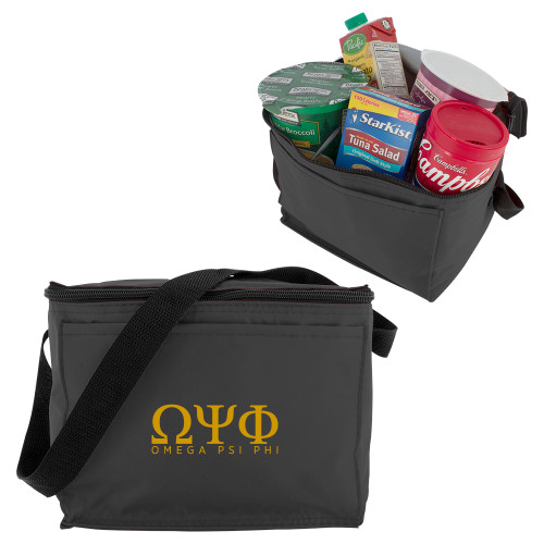 Six Pack Grey Cooler-Greek Letters Omega PSI Phi Stacked
