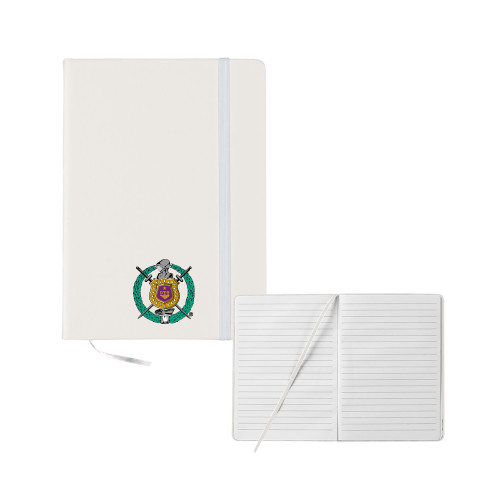 5x7 White Hard Cover Journal-Crest