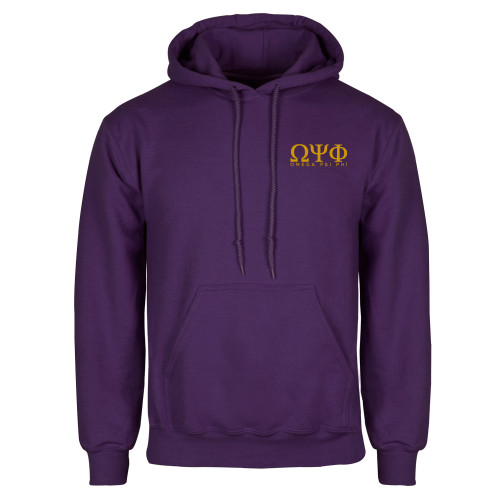 Purple Fleece Hoodie-Greek Letters Omega PSI Phi Stacked