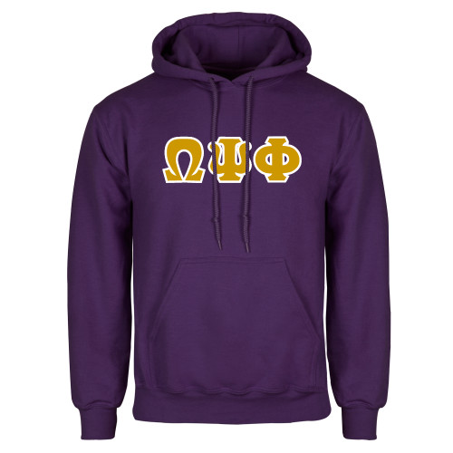 Purple Fleece Hoodie-Tackle Twill Greek Letters
