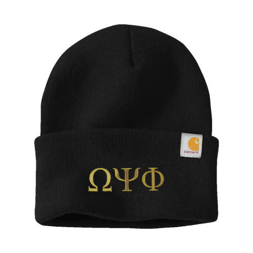 Carhartt Black Knit Beanie w/Cuff-Greek Letters