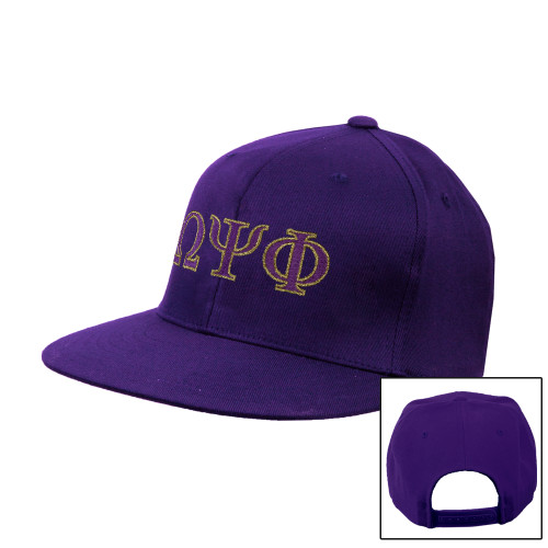 Purple Twill Flat Bill Snapback Hat-Greek Letters - 2 Color