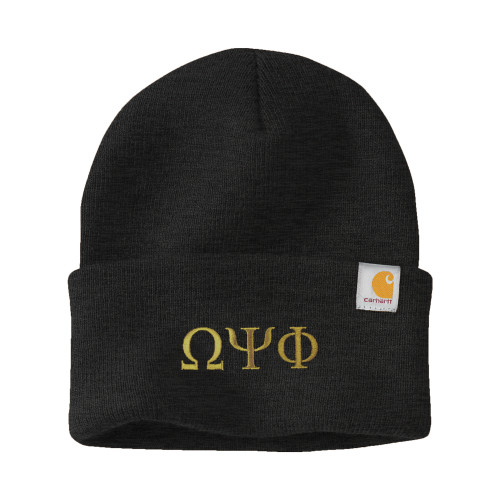Carhartt Coal Heather Knit Beanie w/Cuff-Greek Letters