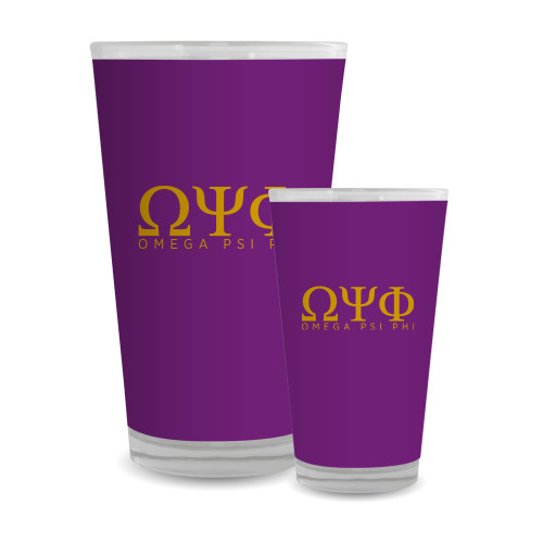 Full Color Glass 17oz-Greek Letters Omega PSI Phi Stacked