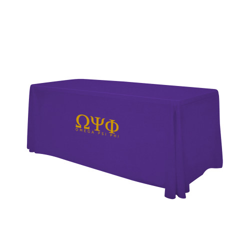 Purple 6 foot Table Throw-Greek Letters Omega PSI Phi Stacked