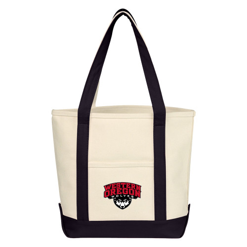 Western Oregon Cotton Canvas Natural/Black Tote Bag