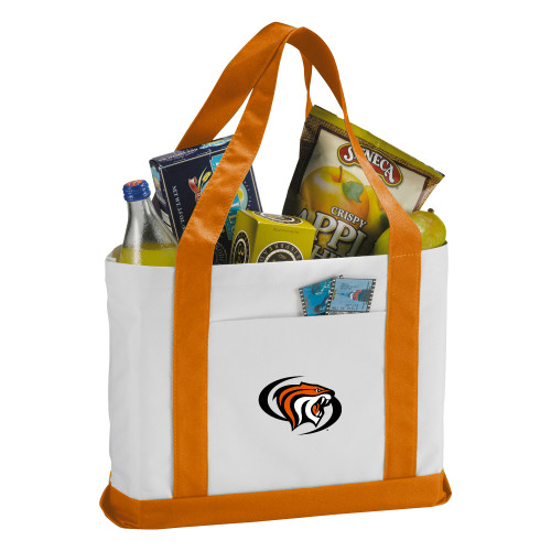  Contender White/Orange Canvas Tote - Pacific Powercat Primary Mark