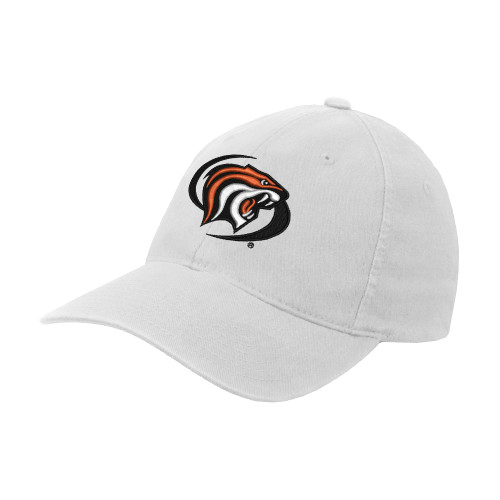  White Flexfit Structured Low Profile Hat - Pacific Powercat Primary Mark