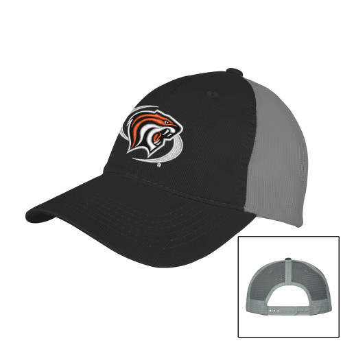  Black/Charcoal Mesh Back Unstructured Low Profile Hat - Pacific Powercat Primary Mark