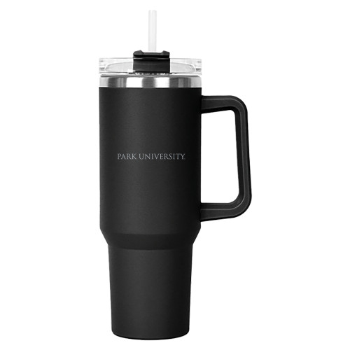 Park University Hippo Black Mug & Straw Lid with Twist Closure 40 oz