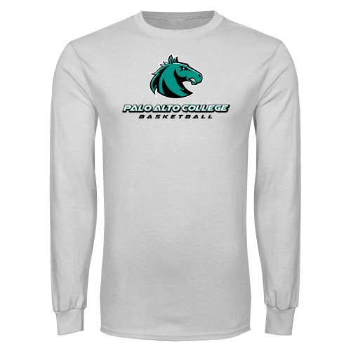  White Long Sleeve T Shirt - Basketball