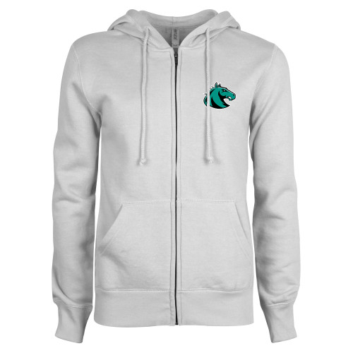  ENZA Womens White Fleece Full Zip Hoodie - Athletic Palomino