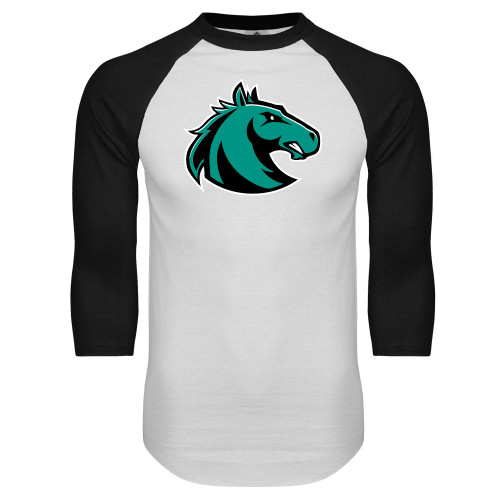  White/Black Raglan Baseball T Shirt - Athletic Palomino