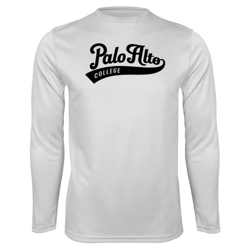  White Performance Long Sleeve Shirt - Palo Alto College Script