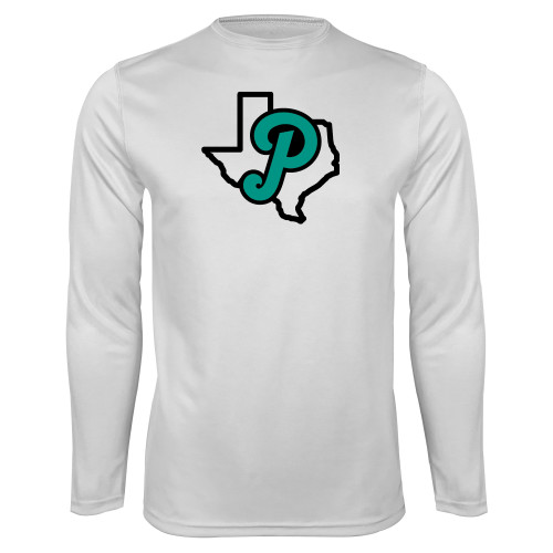  White Performance Long Sleeve Shirt - Script P Texas