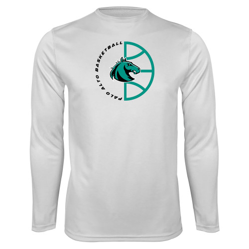  White Performance Long Sleeve Shirt - Palo Alto College Basketball