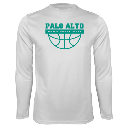  White Performance Long Sleeve Shirt - Palo Alto Mens Basketball