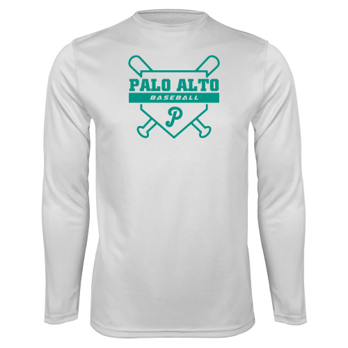  White Performance Long Sleeve Shirt - Palo Alto Baseball