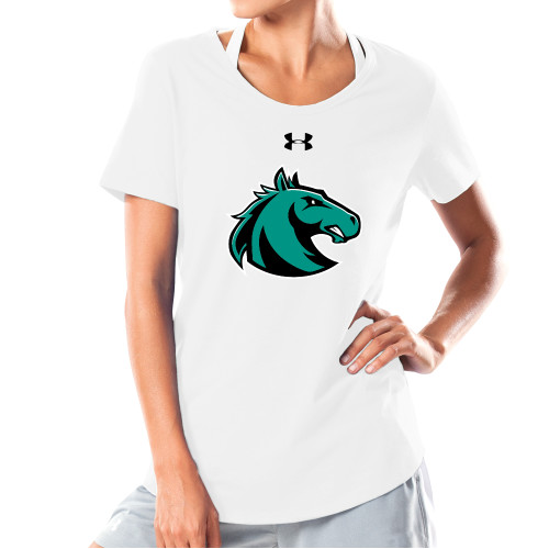  Under Armour Womens White Charged Cotton Tee - Athletic Palomino