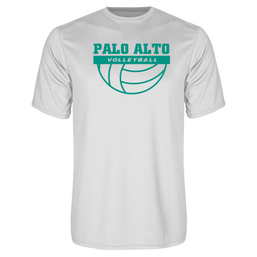  White Performance Tee - Palo Alto Volleyball