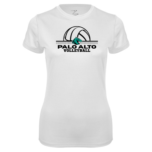  Womens White Performance Tee - Palo Alto College Volleyball