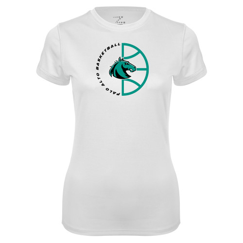  Womens White Performance Tee - Palo Alto College Basketball