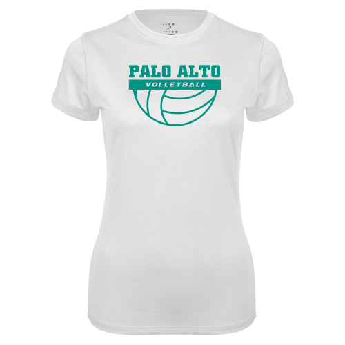  Womens White Performance Tee - Palo Alto Volleyball
