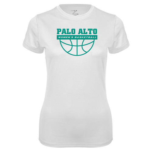  Womens White Performance Tee - Palo Alto Womens Basketball