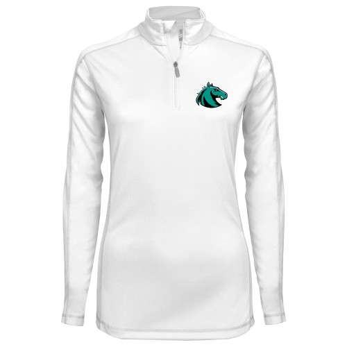  Syntrel Womens White Interlock 1/4 Zip - Athletic Palomino