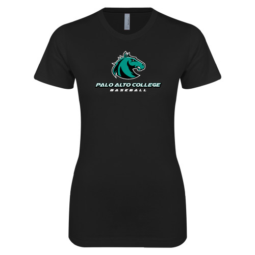  Next Level Womens Black Boyfriend Tee - Baseball