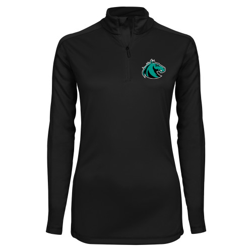  Syntrel Womens Black Interlock 1/4 Zip - Athletic Palomino