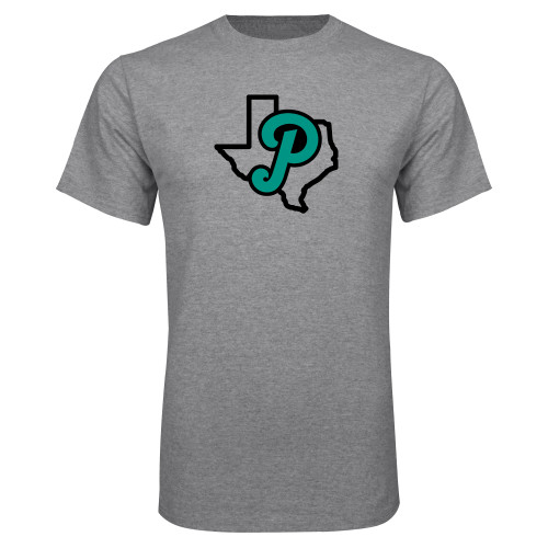  Grey T Shirt - Script P Texas