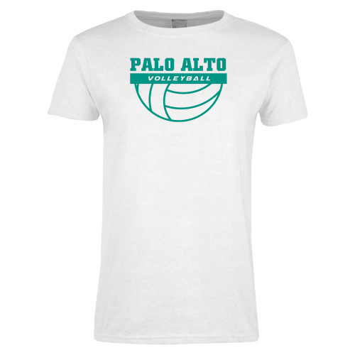  Womens White Short Sleeve Tee - Palo Alto Volleyball