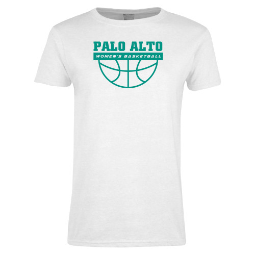  Womens White Short Sleeve Tee - Palo Alto Womens Basketball
