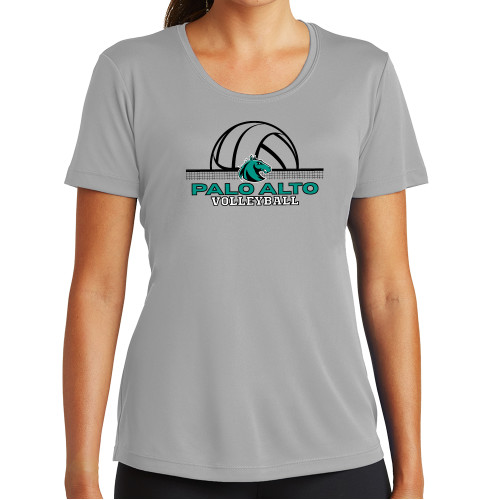  Womens Grey Performance Short Sleeve Tee - Palo Alto College Volleyball