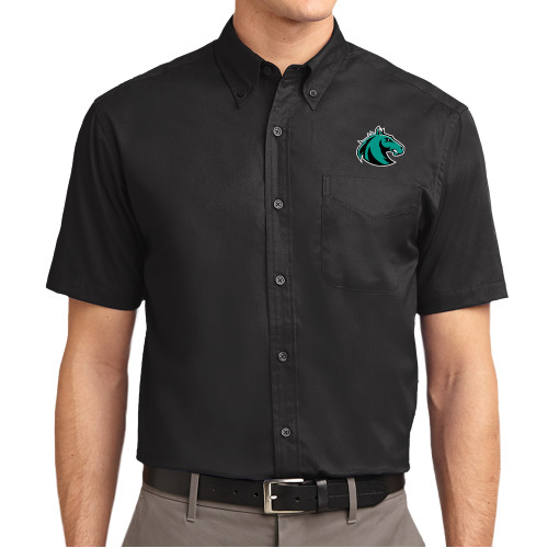  Black Twill Button Down Short Sleeve - Athletic Palomino