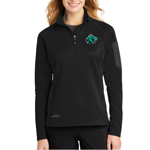  Eddie Bauer Womens Black 1/2 Zip Performance Fleece - Athletic Palomino