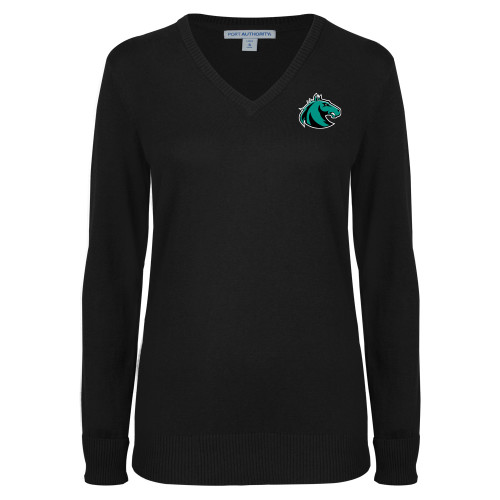  Womens Black VNeck Sweater - Athletic Palomino