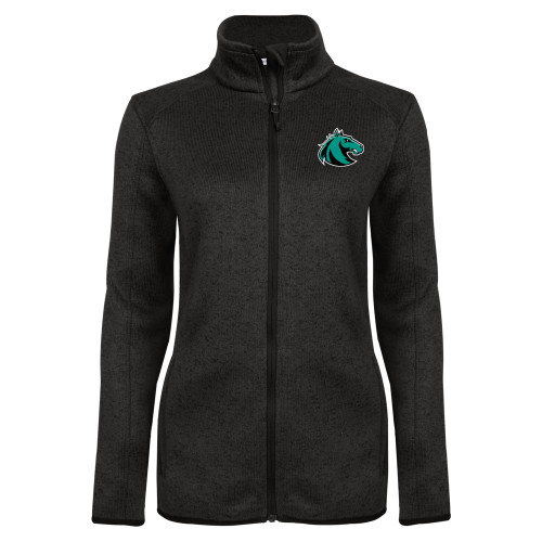  Womens Black Heather Fleece Jacket - Athletic Palomino