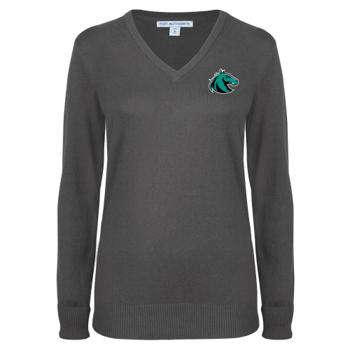 Womens Charcoal Heather VNeck Sweater - Athletic Palomino