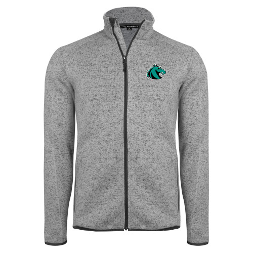  Grey Heather Sweater Fleece Jacket - Athletic Palomino